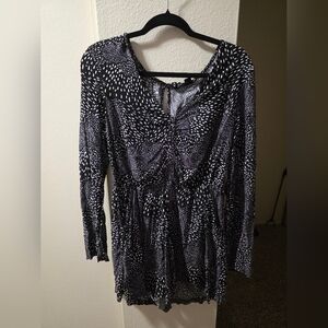 Roxy Black and White Patterned Jumpsuit